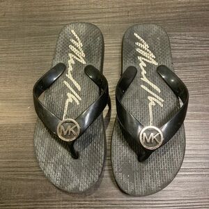 Michael Kors Black Sandals with Silver Logo